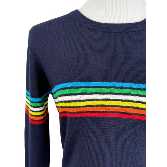 Vintage Y2K Esprit Rainbow Striped Blue Knit Sweater • Skater Grandpacore Preppy - Picture 4 of 14